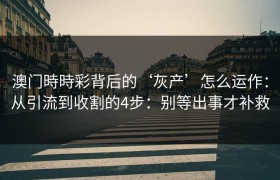 澳门時時彩背后的‘灰产’怎么运作：从引流到收割的4步：别等出事才补救