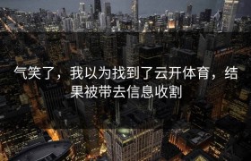 气笑了，我以为找到了云开体育，结果被带去信息收割