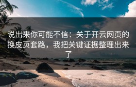 说出来你可能不信：关于开云网页的换皮页套路，我把关键证据整理出来了