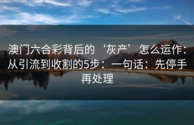澳门六合彩背后的‘灰产’怎么运作：从引流到收割的5步：一句话：先停手再处理