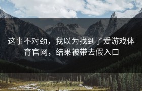 这事不对劲，我以为找到了爱游戏体育官网，结果被带去假入口
