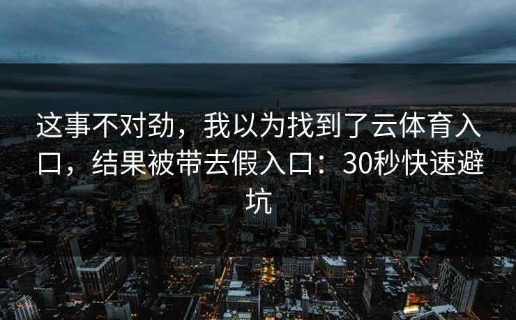 这事不对劲，我以为找到了云体育入口，结果被带去假入口：30秒快速避坑