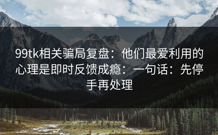 99tk相关骗局复盘：他们最爱利用的心理是即时反馈成瘾：一句话：先停手再处理